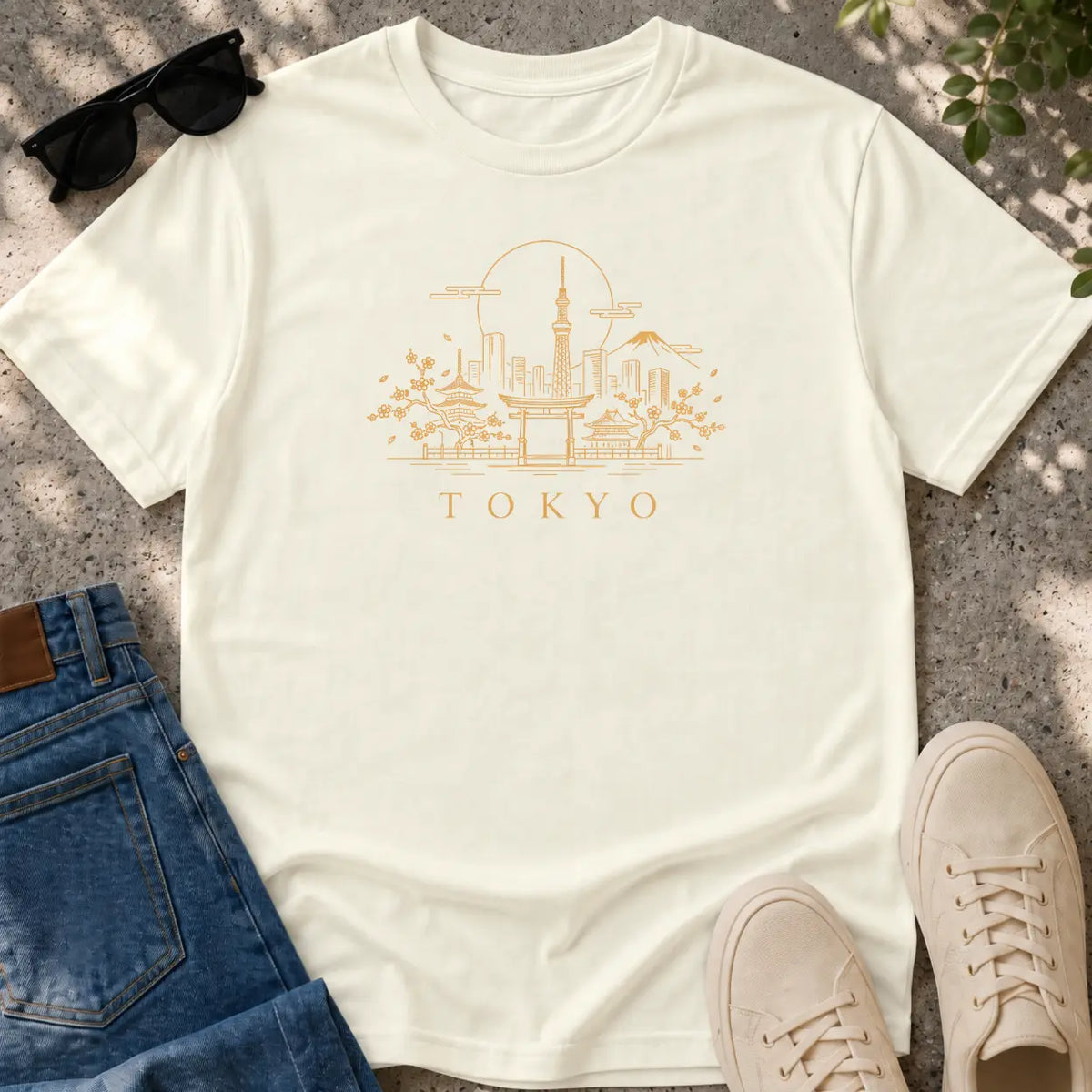 Tokyo in Golden Lines T-Shirt