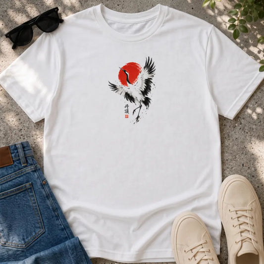 Crimson Sun Crane T-Shirt