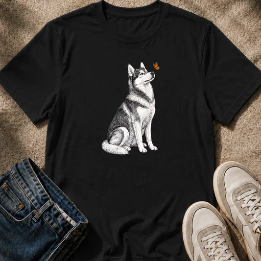 Husky & Butterfly T-Shirt