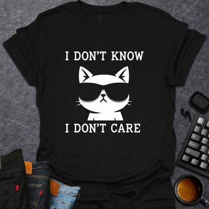 I Don't Know, I Don't Care Cat T-shirt