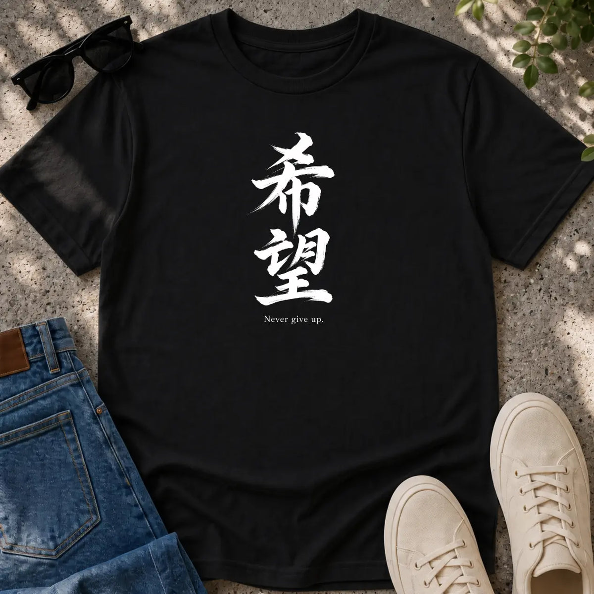 Never Give Up Kanji T-Shirt