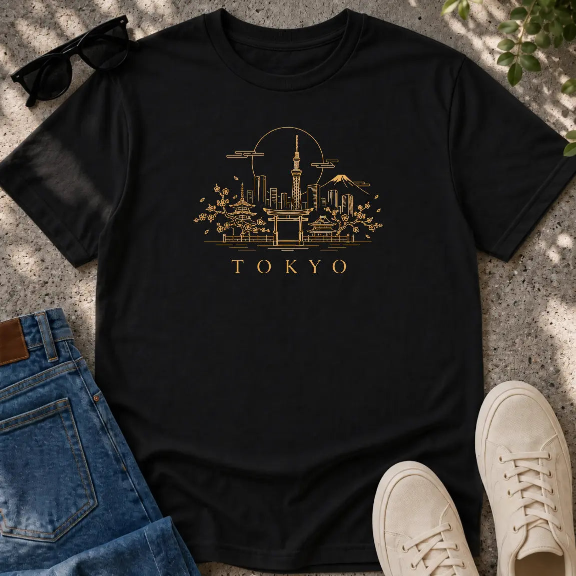 Tokyo in Golden Lines T-Shirt