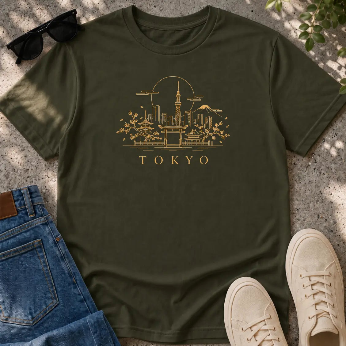 Tokyo in Golden Lines T-Shirt