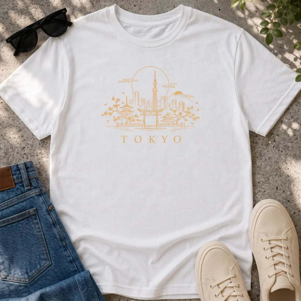 Tokyo in Golden Lines T-Shirt