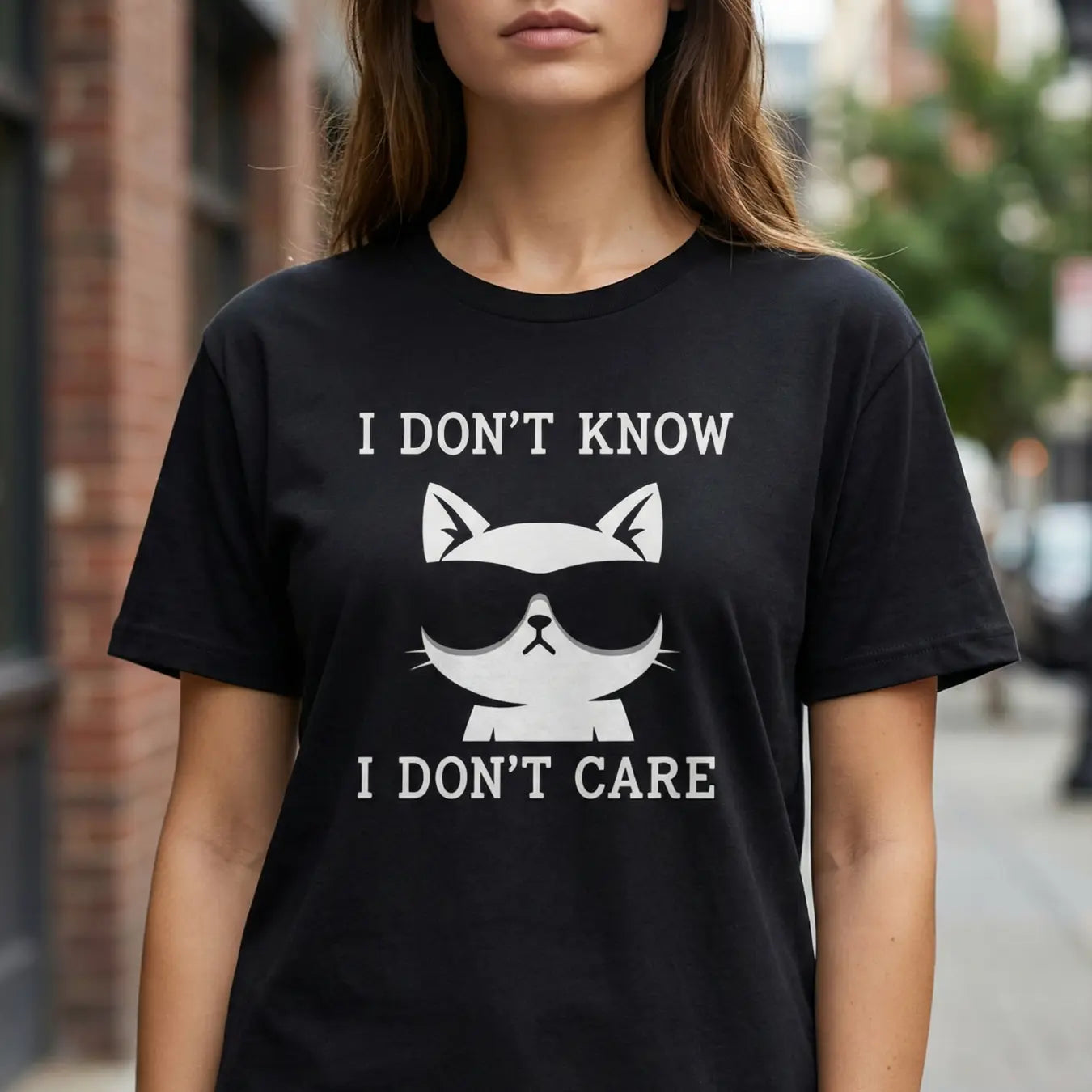 I Don't Know, I Don't Care Cat T-shirt
