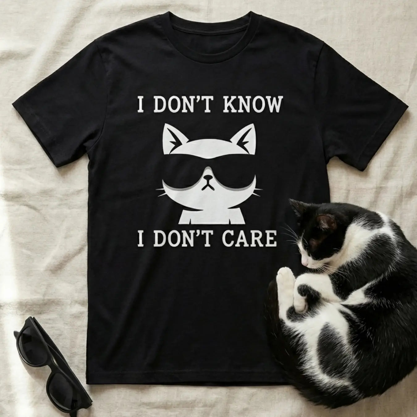 I Don't Know, I Don't Care Cat T-shirt
