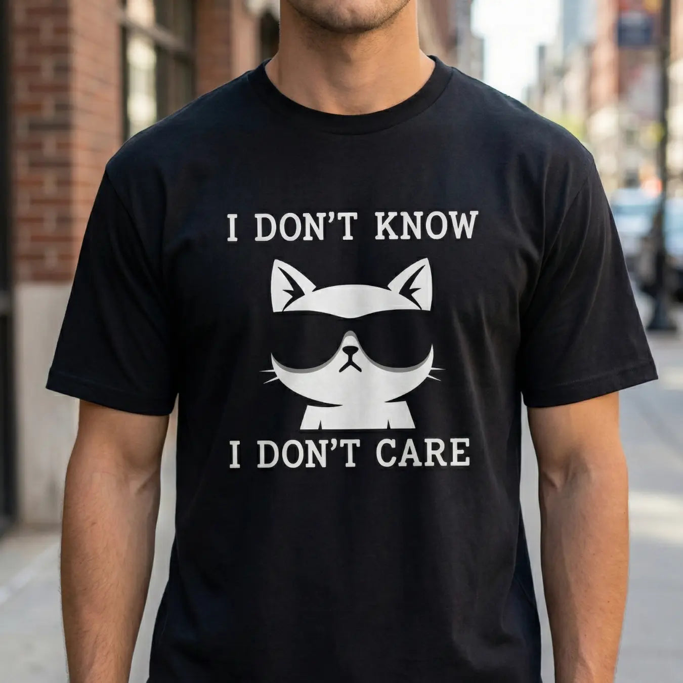 I Don't Know, I Don't Care Cat T-shirt